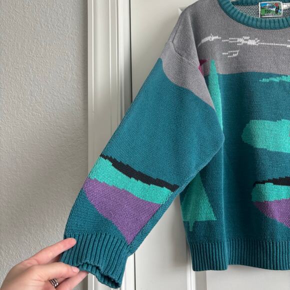 VTG London Fog Golf Sweater Men's Large Made in USA 100% Cotton Intarsia Knit - Picture 11 of 15